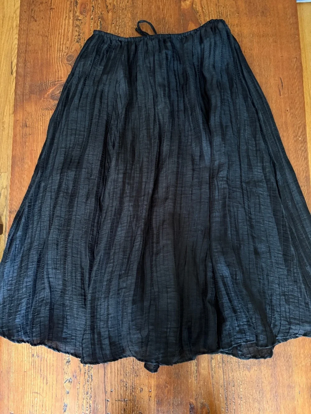 NWT J. Crew Linen Blend Pleated Drawstring Black Skirt with Split Size Medium